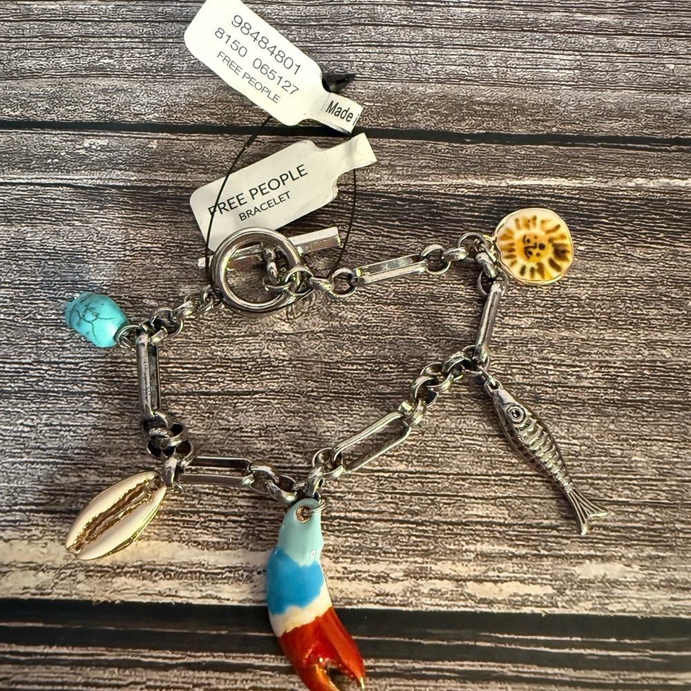NWT Free People Charm Bracelet Charmed Life Coastal Beach Rare